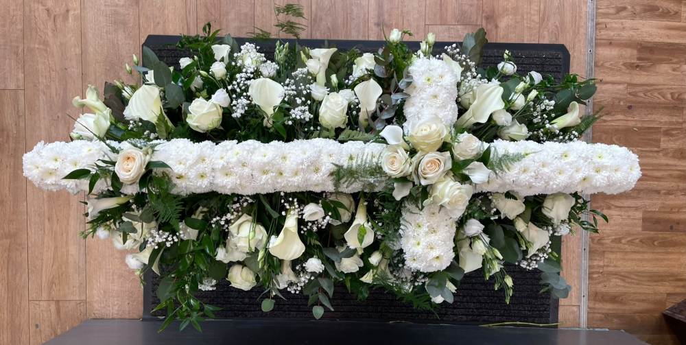 White Cross Casket Tribute Product Image